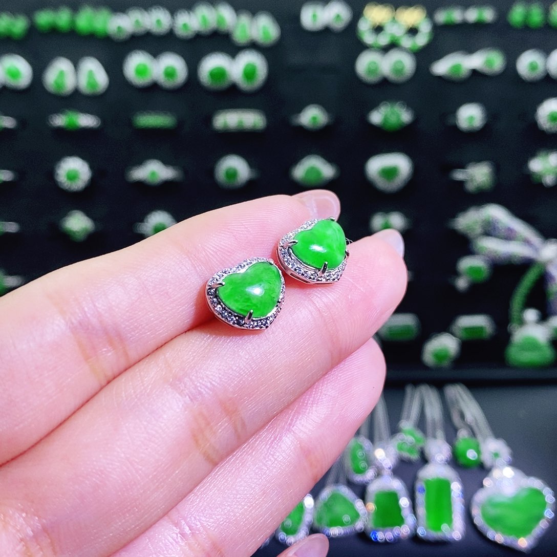 翡翠银S925镶嵌耳饰多样性