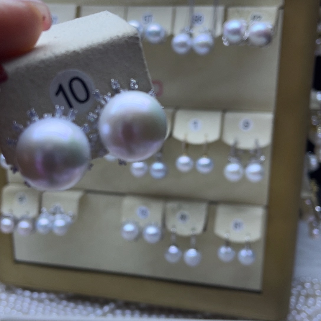 淡水珍珠耳饰银S925镶嵌