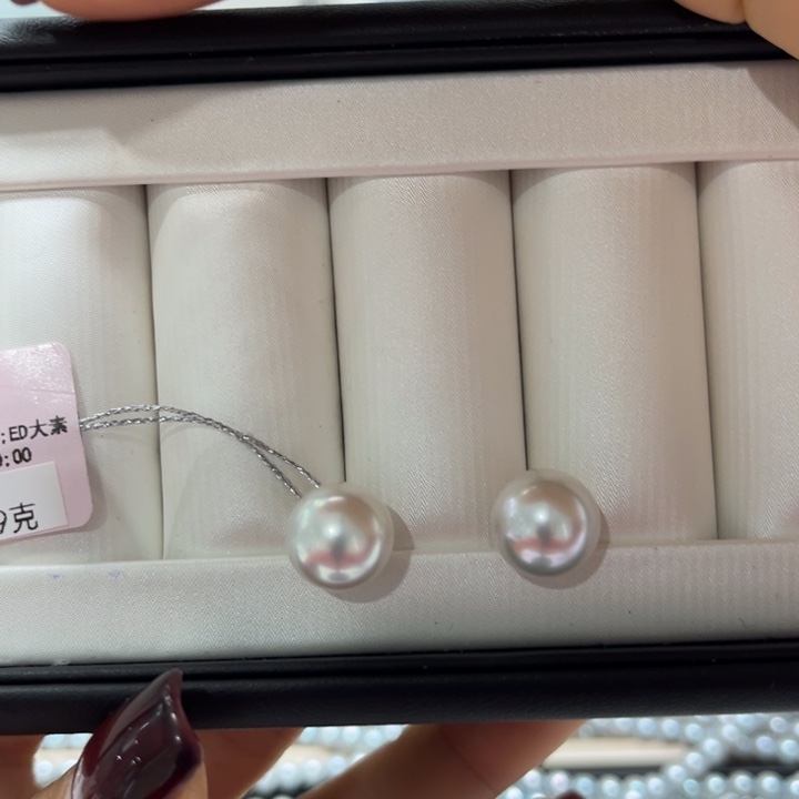 海水珍珠耳饰18K金镶嵌11-12mm