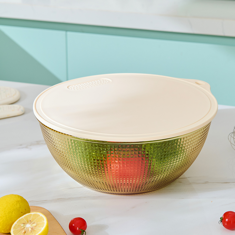 （送菜板）钻纹和面盆烘焙沙拉碗家用2025新款大号玻璃大号玻璃汤盆