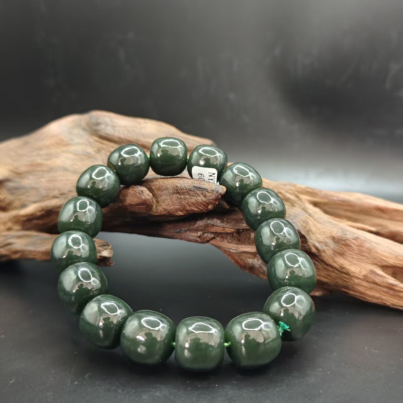 Z和田玉且末桶珠手串（卡14）0734