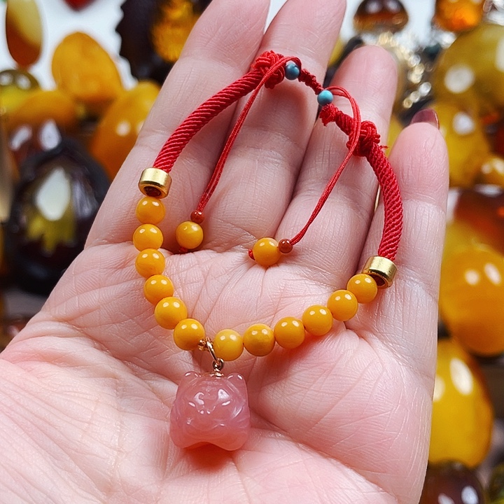 琥珀戒指未镶嵌手串