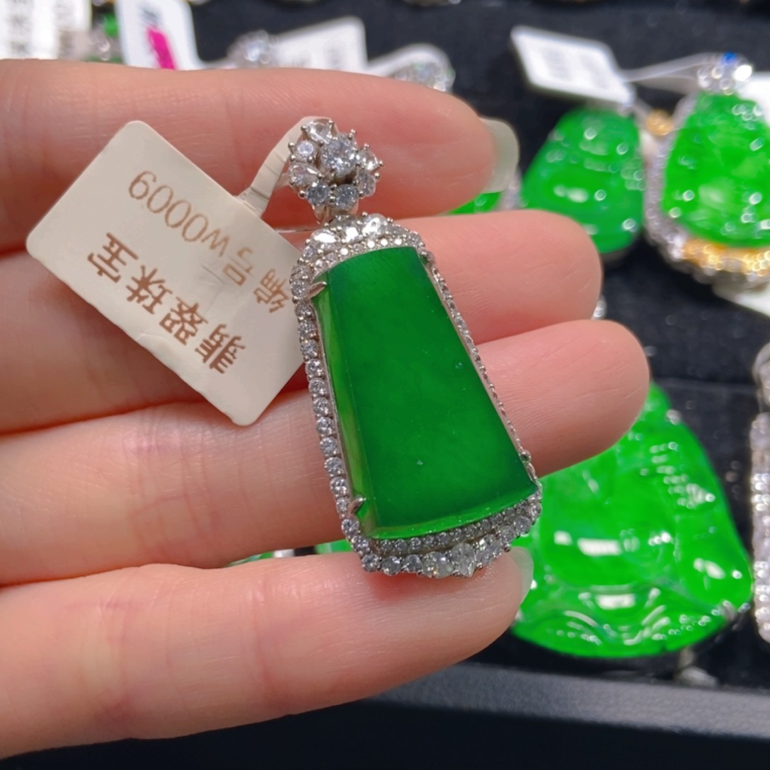 翡翠吊坠(不含链)银S925镶嵌静