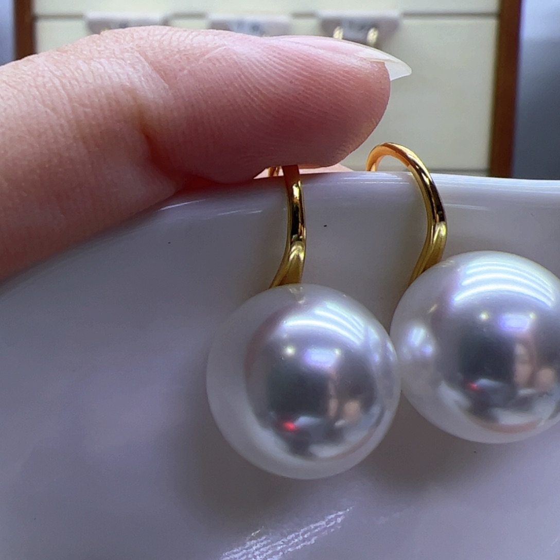 淡水珍珠耳饰18K金镶嵌