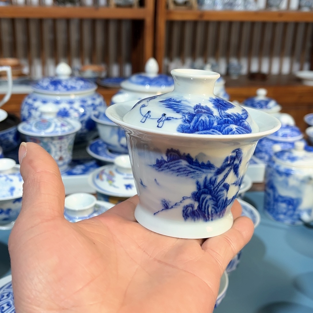 錡镇堂手工手绘绘盖碗