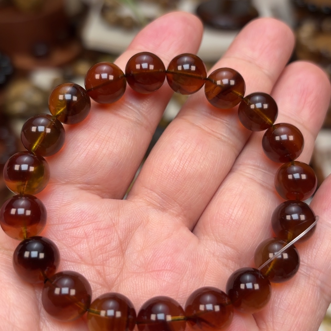 琥珀未镶嵌手链棕红紫罗兰卡10