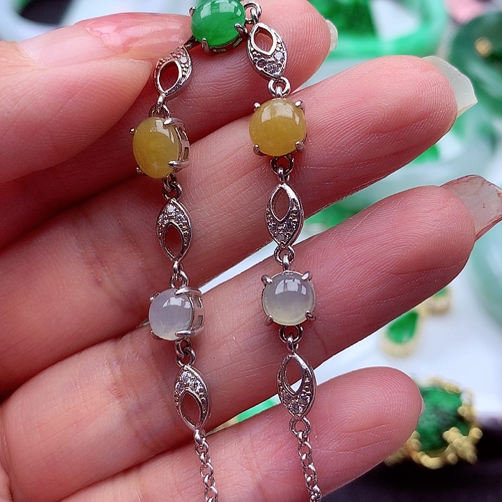 翡翠颈饰银S925镶嵌翡翠