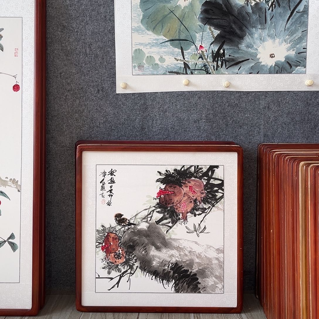国画书画作品带框63×63