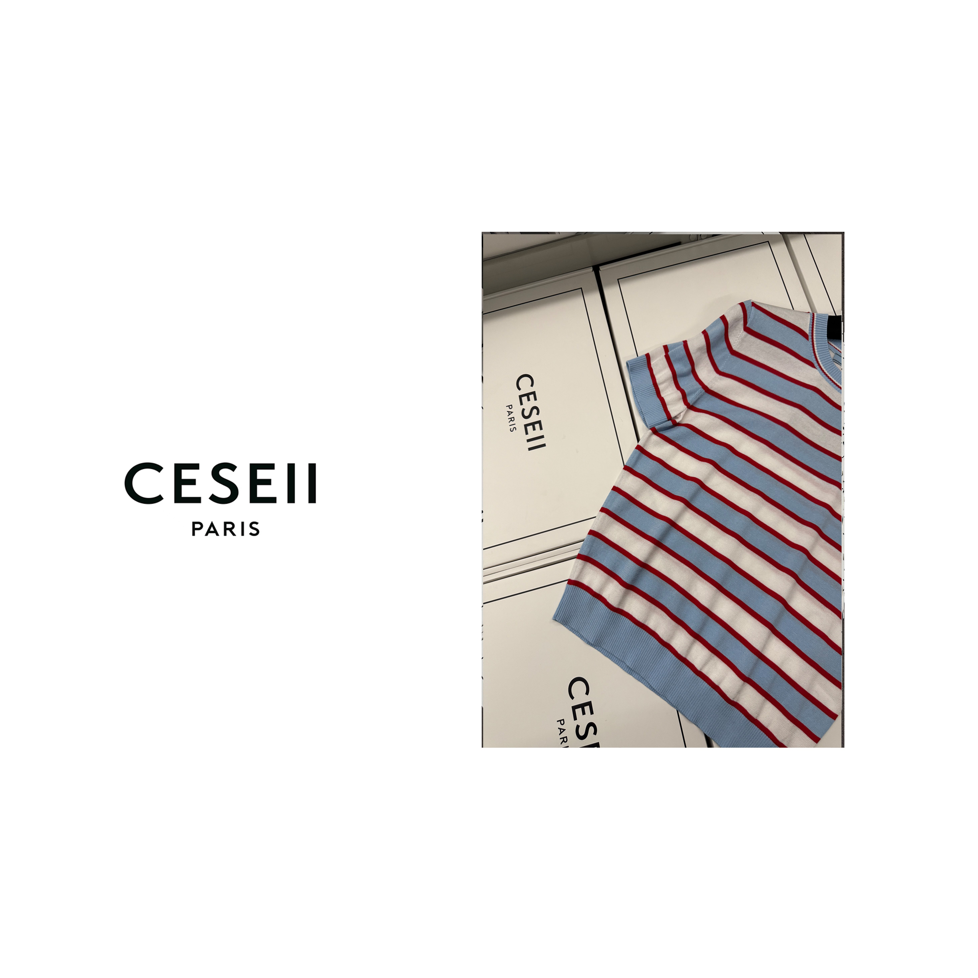 【25XJ494】2025春夏顶版凉爽轻薄条纹百搭减龄休闲针织短袖上衣