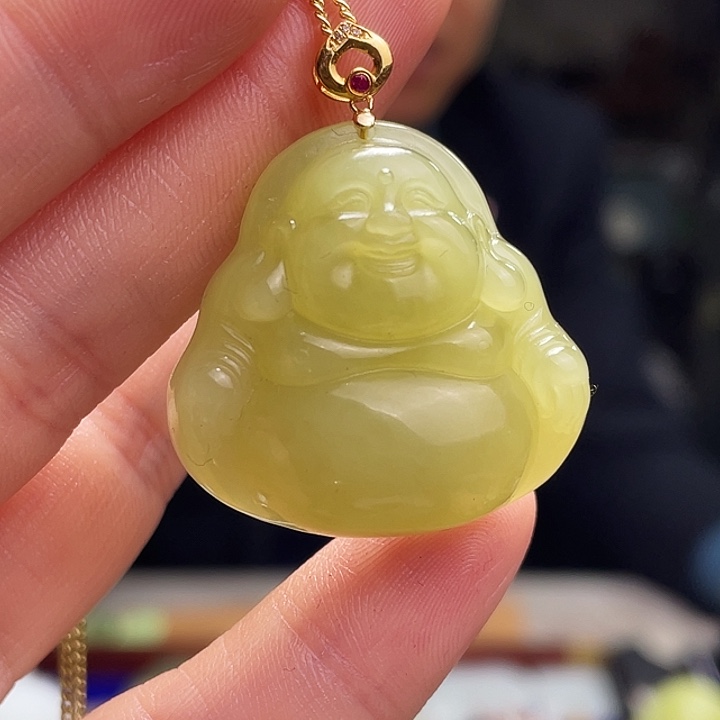 和田玉挂件18K金镶嵌定制发货