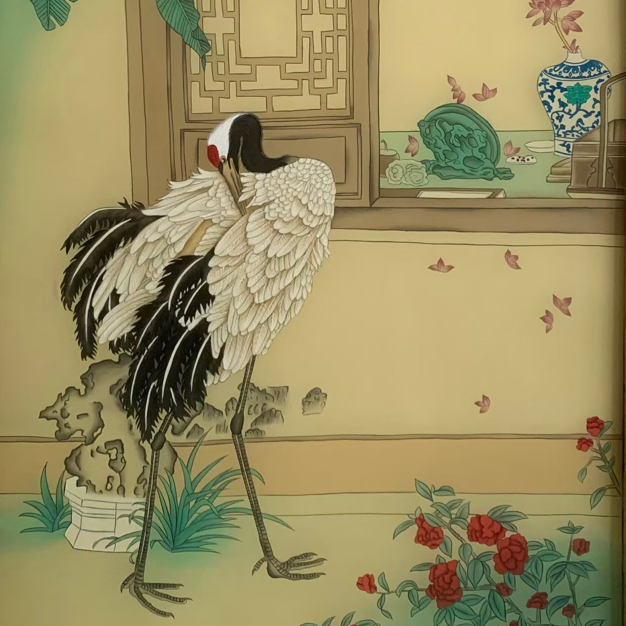 精品 绢本 工笔 瑞鹤呈祥 手绘国画