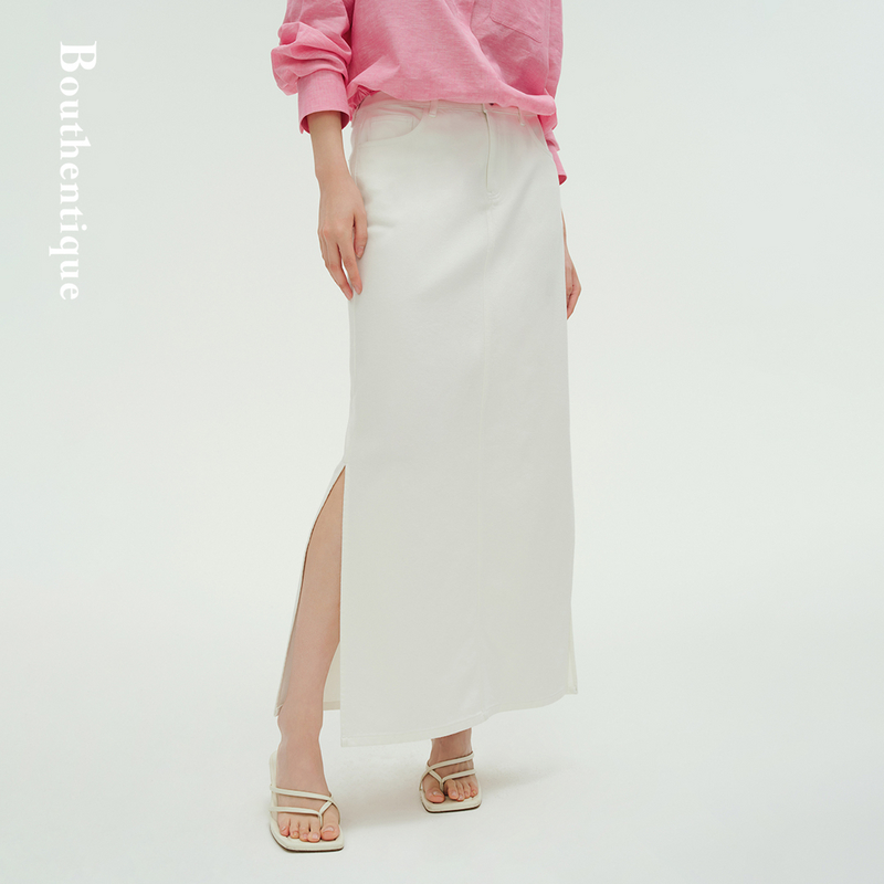 【粉丝专享】Bouthentique西雅图 下摆开衩设计牛仔裙225211K3C31