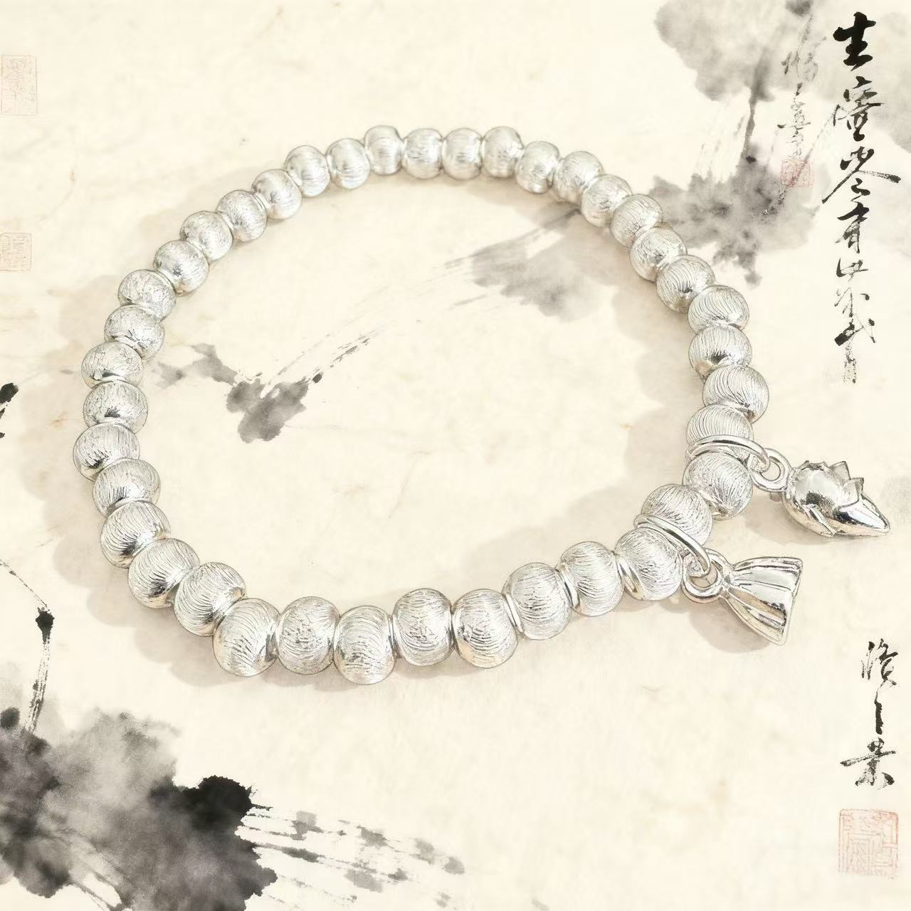 足银手链 【猫眼两世欢】足银999百搭大气经典不过时