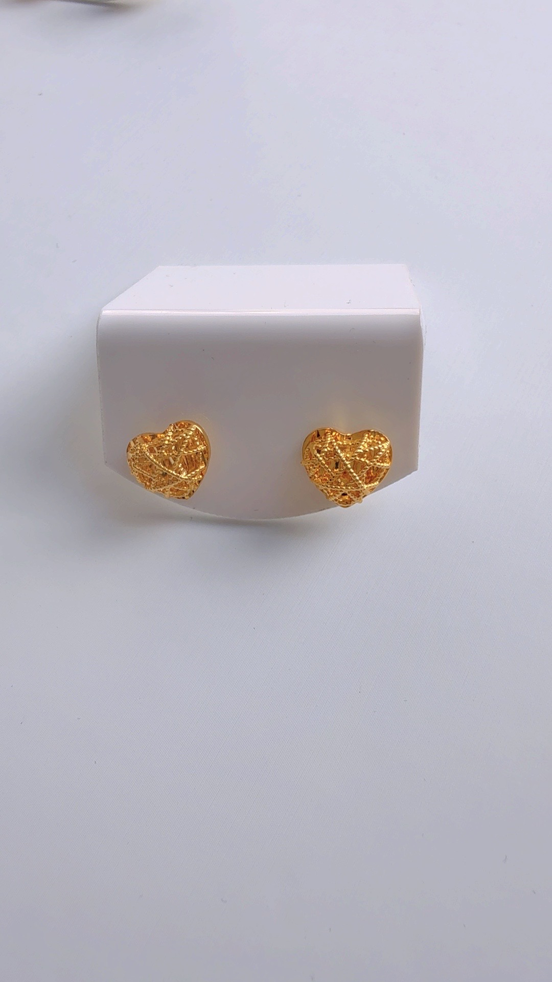 钛钢耳饰 D&K钛钢手工心形简约耳钉时尚饰品精致百搭气质金色耳环