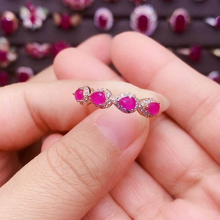 红宝石银S925镶嵌戒指