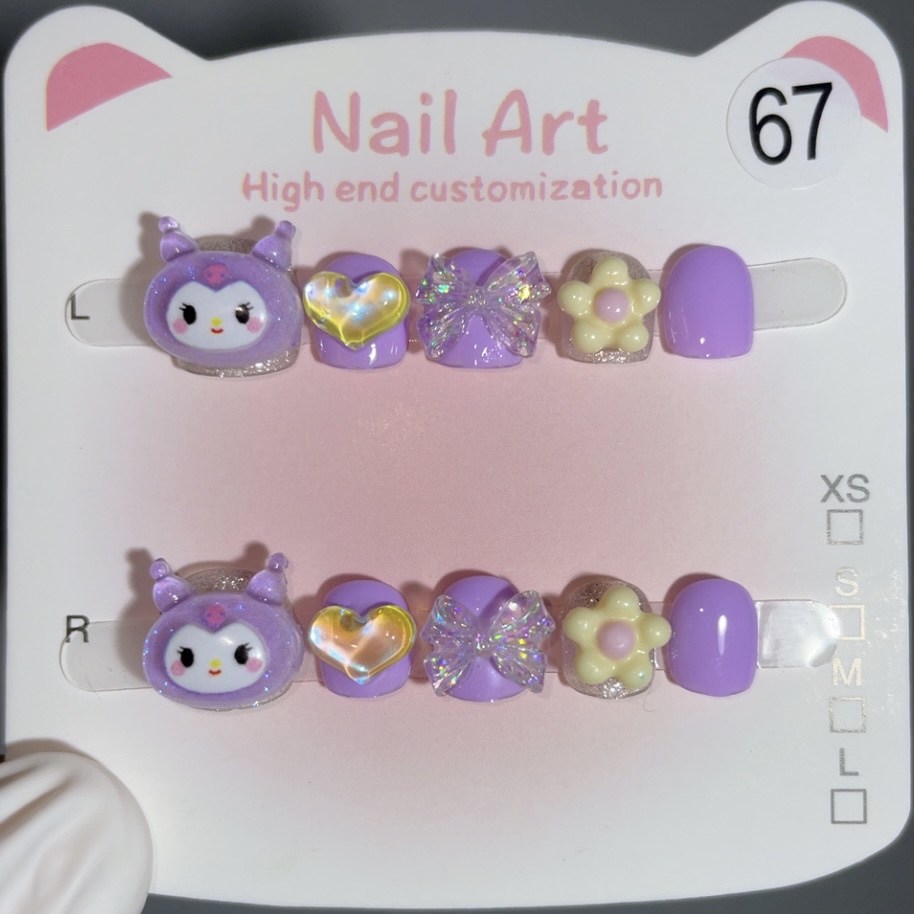 【库洛米】小朋友3-12岁纯手工穿戴美甲卡通可爱新品可拆卸重复使用