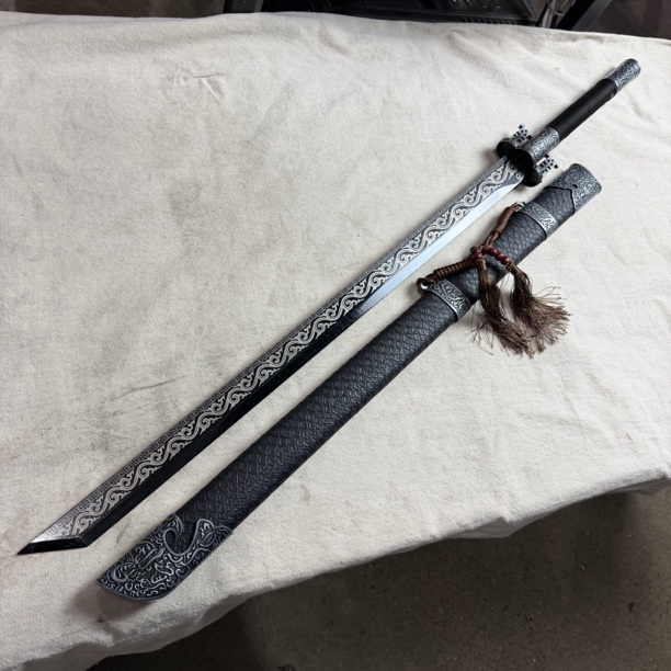 3687龙泉昊天宝剑高锰钢唐横刀包皮鞘未开刃