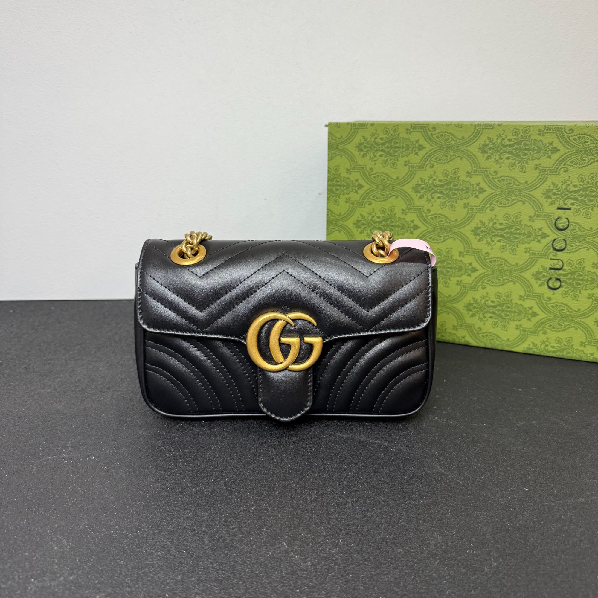 未使用 GUCCI/古驰  壹所奢品/GUCCI 马蒙22 黑金 闲置 单肩斜挎