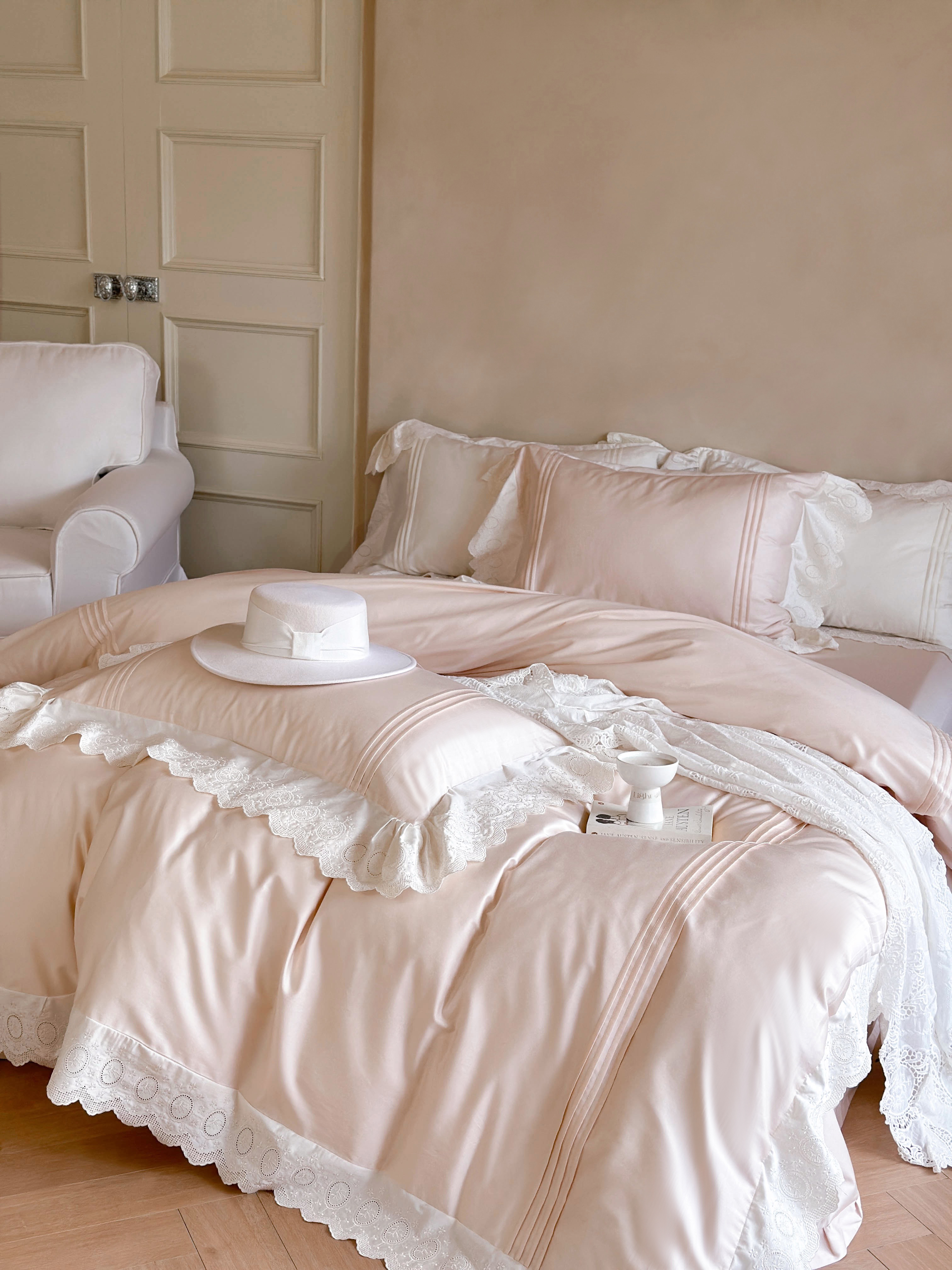 BK-法式宫廷风【南法】100S超柔天丝棉定制花边款纯色酒店丝滑高档