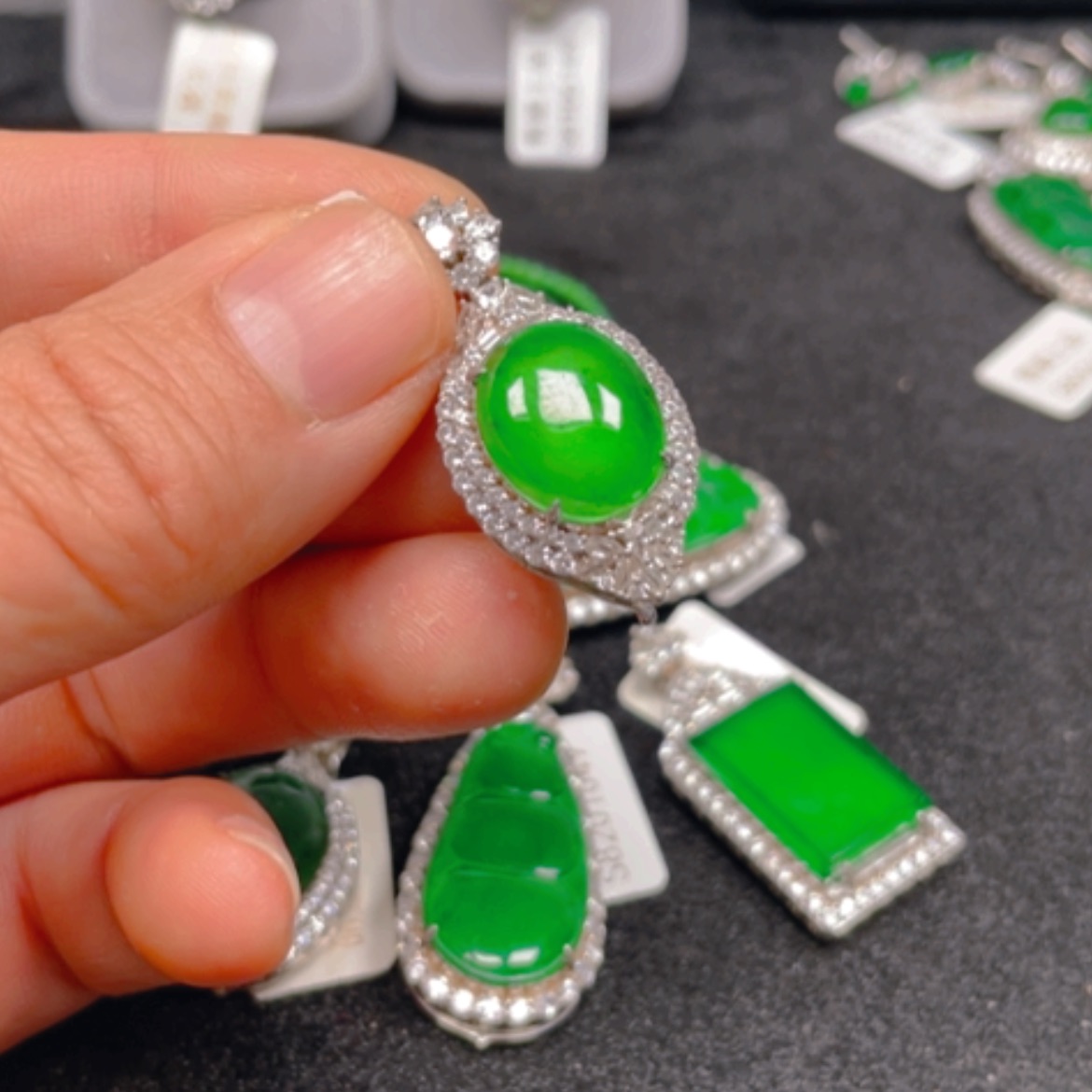 【闪购商品】翡翠颈饰银S925镶嵌吊坠