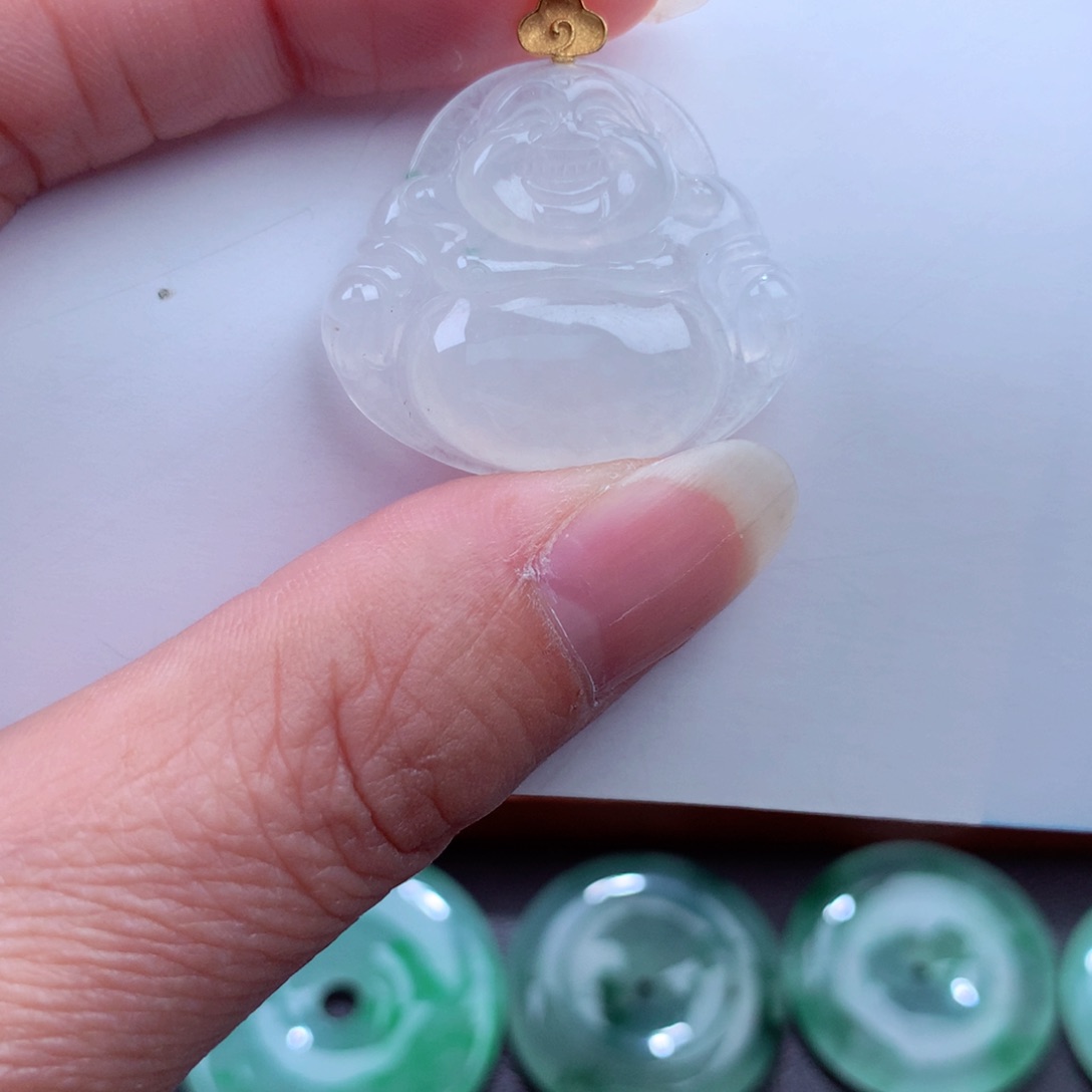 翡翠吊坠(不含链)18K金镶嵌