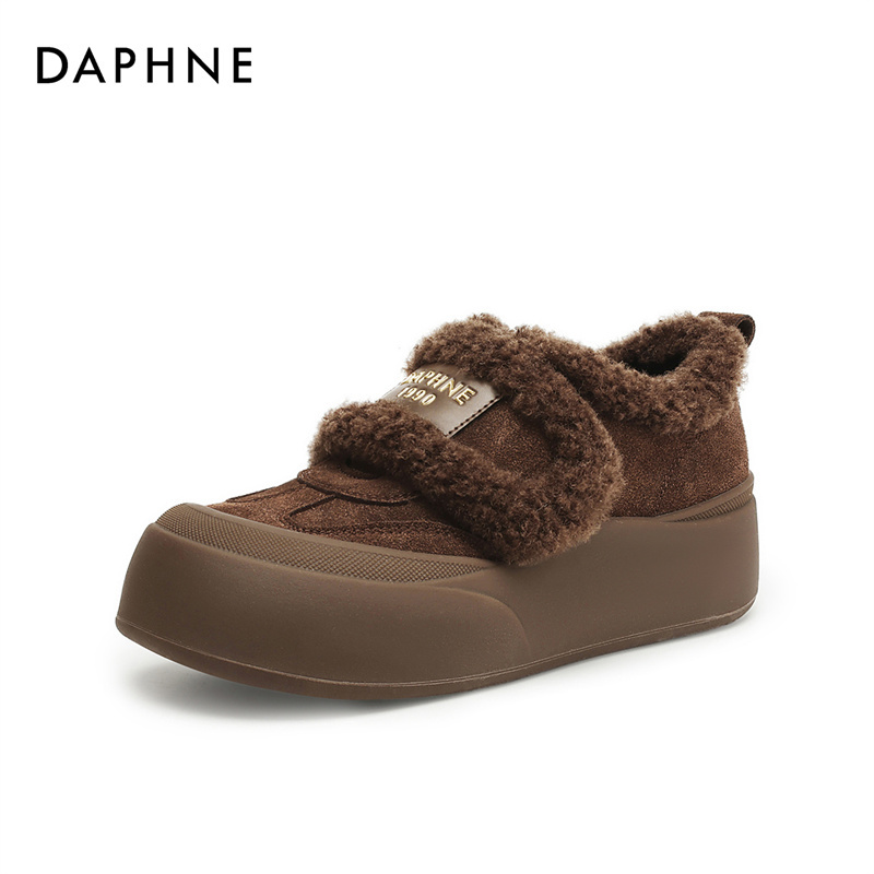 达芙妮加绒毛毛鞋女2025新款冬季爆款保暖厚底雪地靴外穿防滑棉鞋