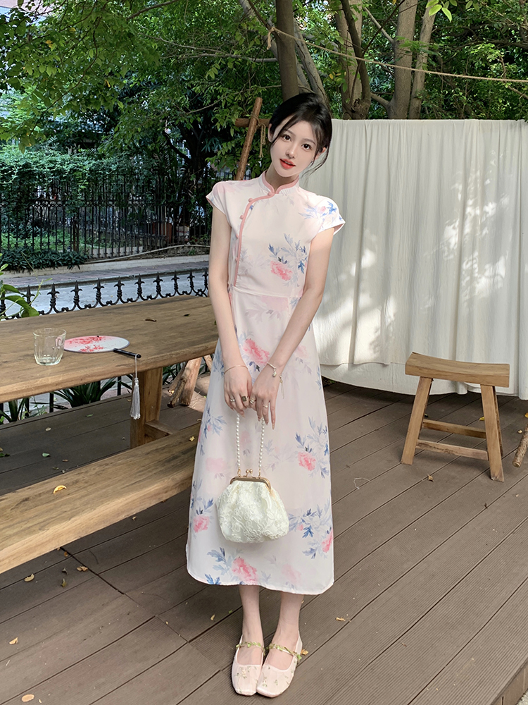 4275大码女装胖MM新中式国风温婉气质改良旗袍款式连衣裙2691
