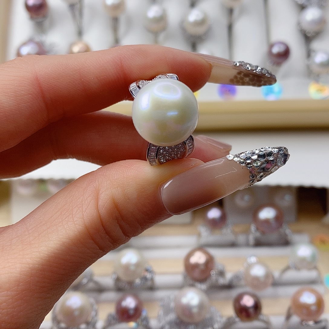 淡水珍珠戒指银S925镶嵌家***宝