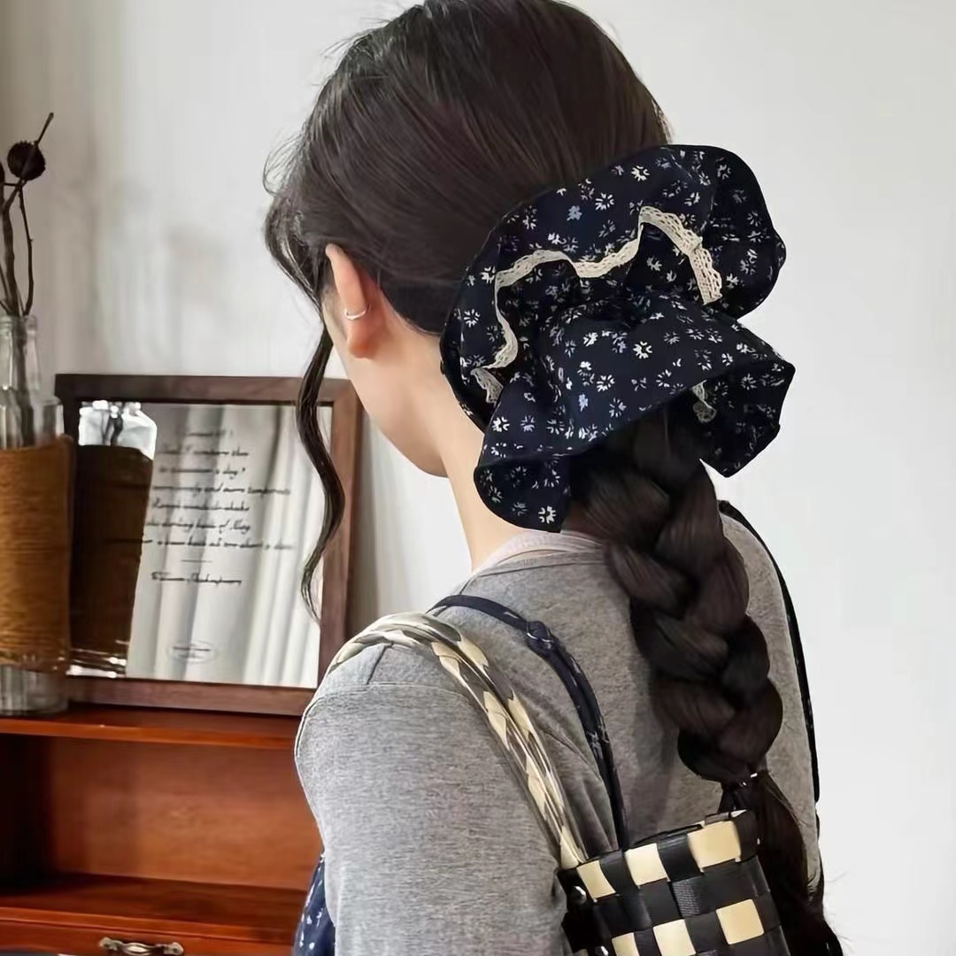 日韩甜美风女复古宫廷发圈发绳法式发饰缎面头饰网纱百搭时尚