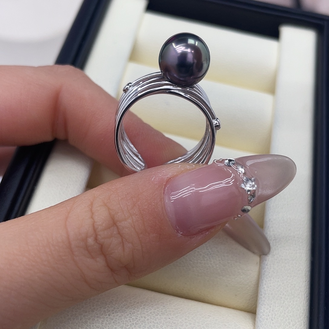 戒指海水珍珠银S925镶嵌