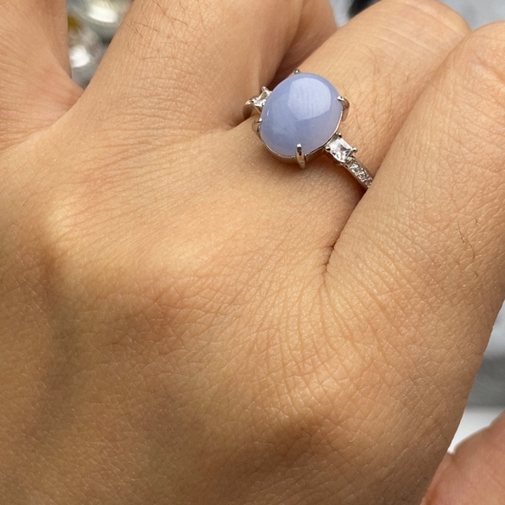 翡翠戒指银S925镶嵌戒指