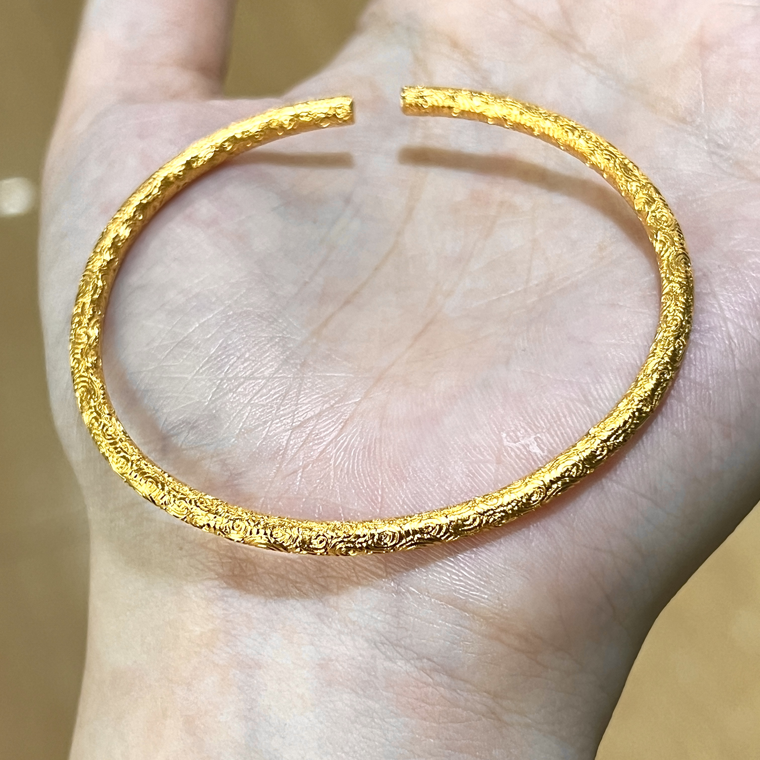 足银手镯 开口祥云手镯卡3圆条  百搭不掉色 祥云镯素款