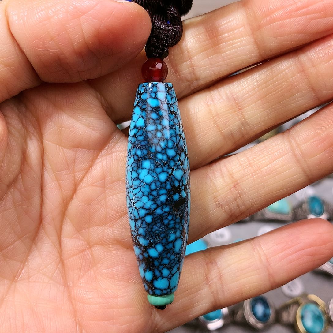 绿松石挂件银S925镶嵌