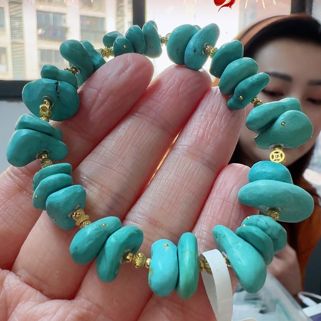 绿松石珠宝奇石18K金镶嵌