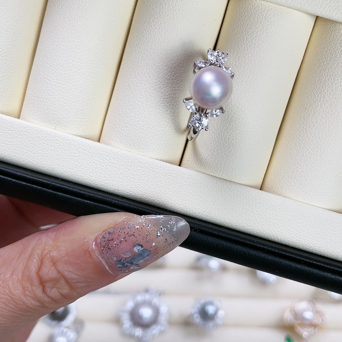 海水珍珠戒指银S925镶嵌若*