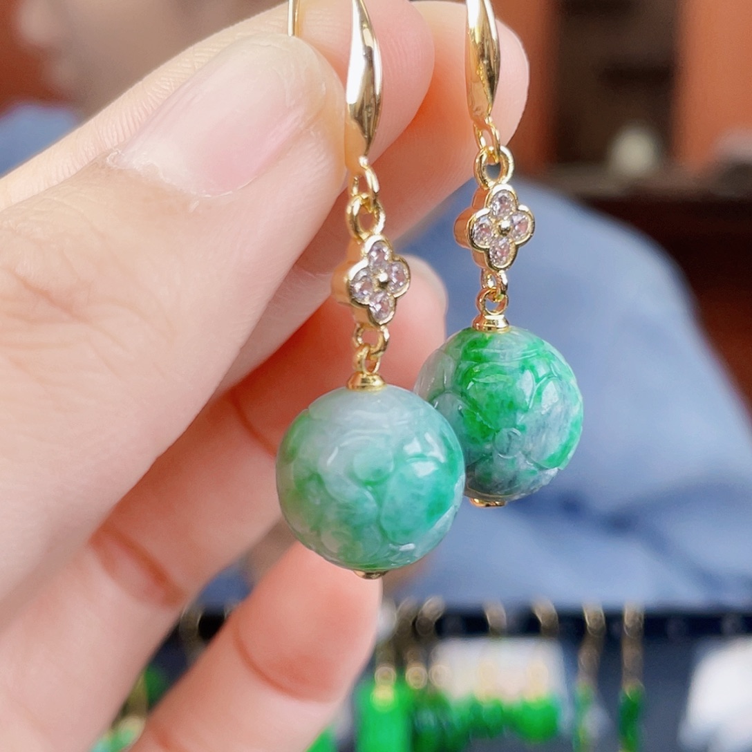 翡翠未镶嵌耳饰饰品