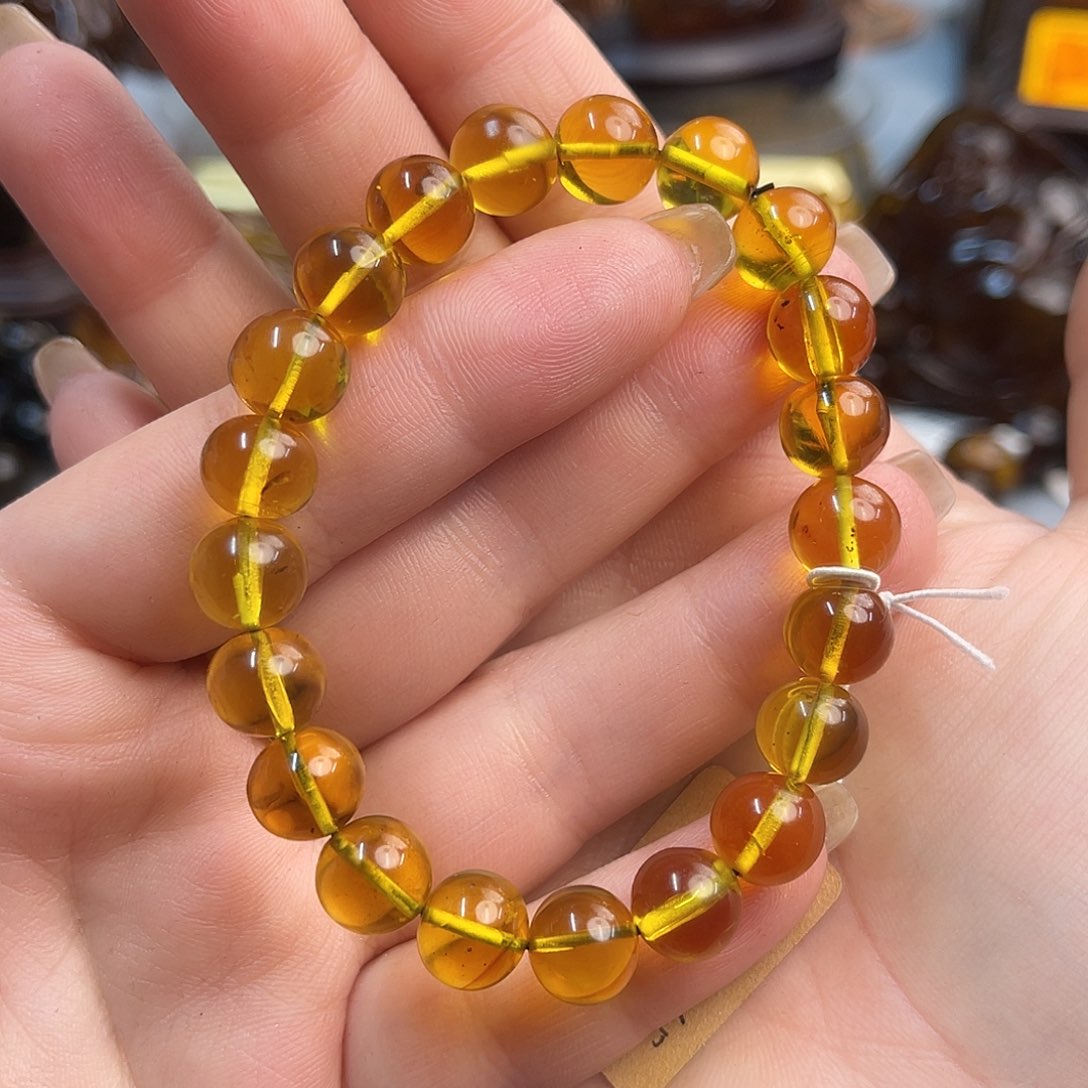 琥珀手链未镶嵌缅甸琥珀金珀手串9m
