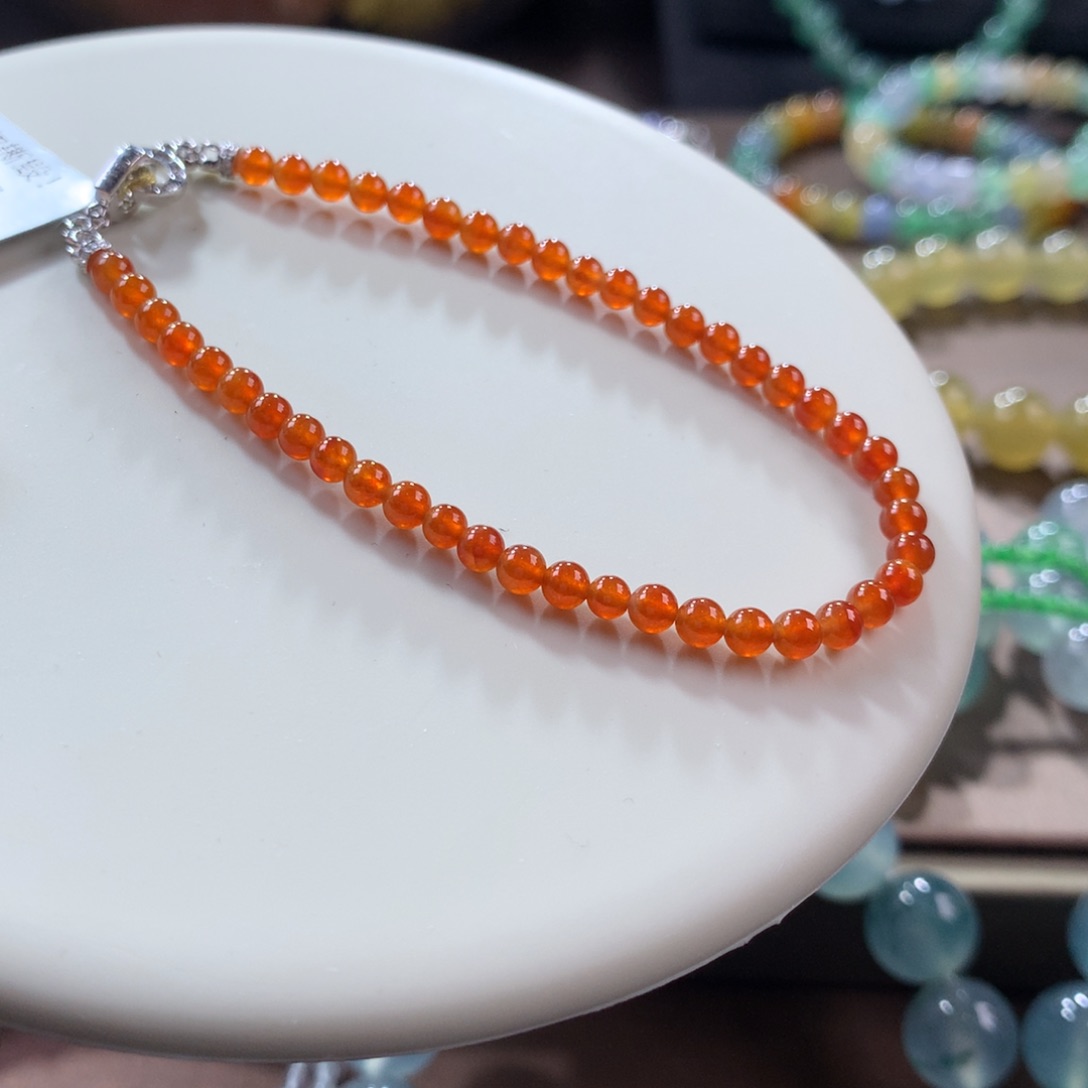 翡翠手链未镶嵌红翡小米卡3.5