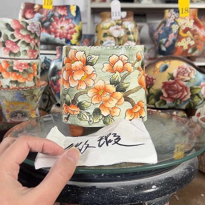 满38包邮 景德镇幸运花盆