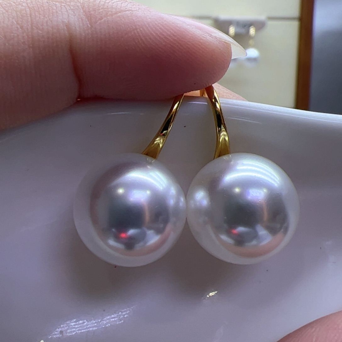 淡水珍珠耳饰18K金镶嵌