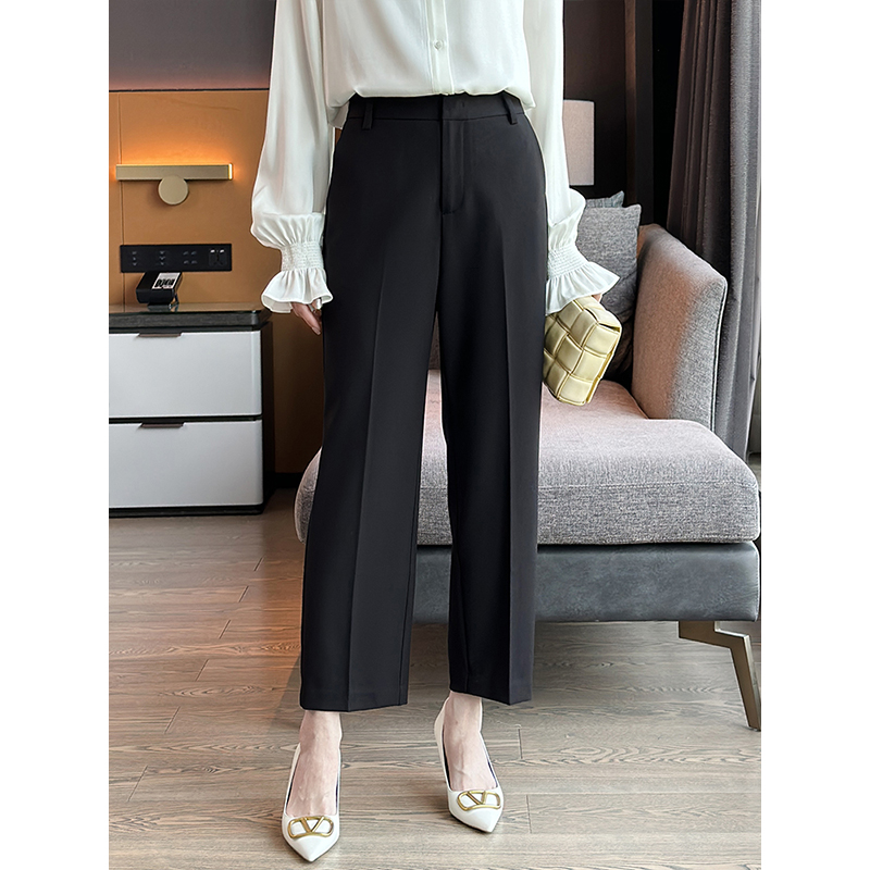 左左家 通勤BI入~职场气质显瘦直筒西装裤女春高腰立裁百搭烟管裤