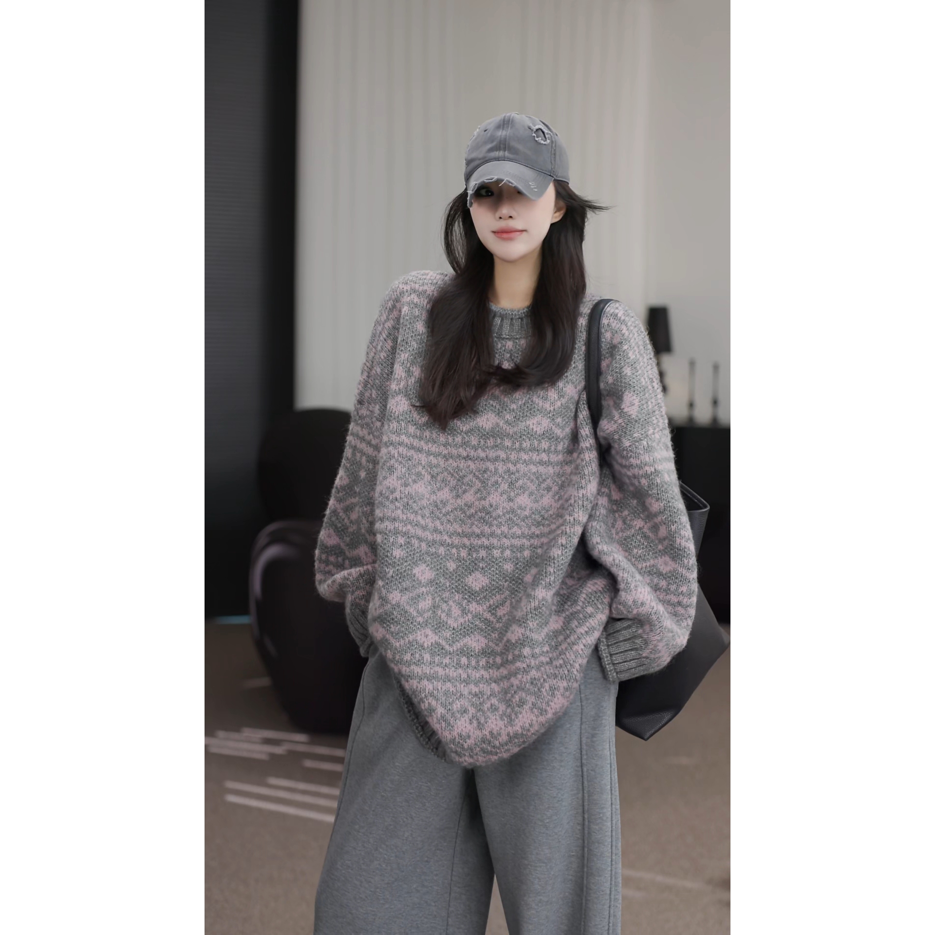 卢尚苏格兰撞色套头毛衣9622