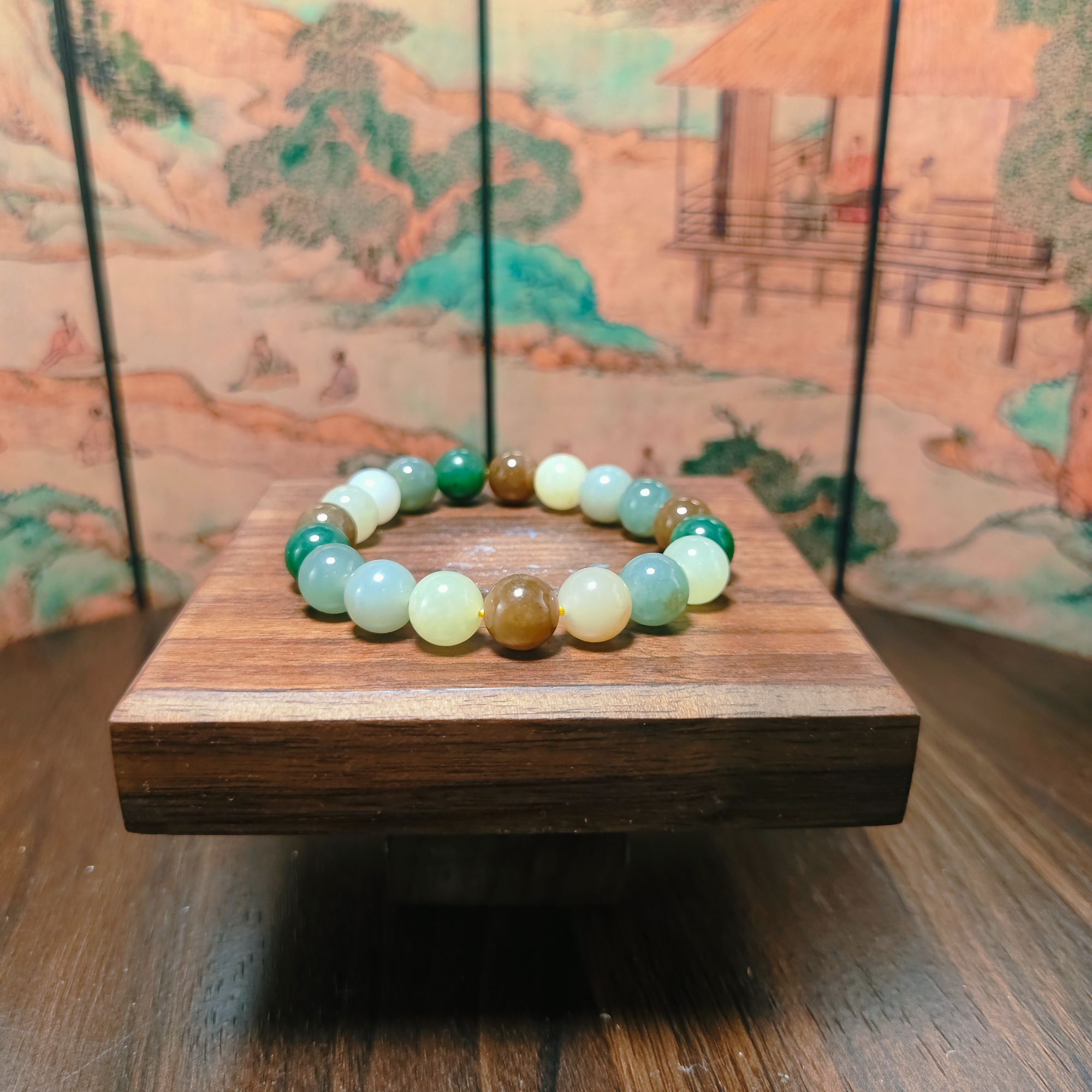 Y和田玉多宝圆珠手串（卡10）1805