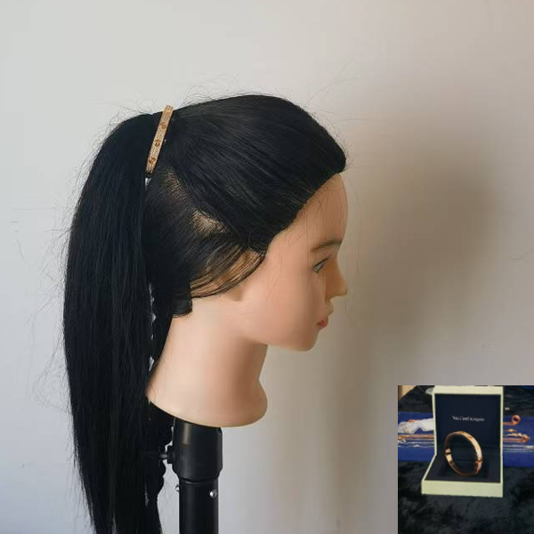 6-SZ宽玫瑰金色满天星925银莫桑钻发夹