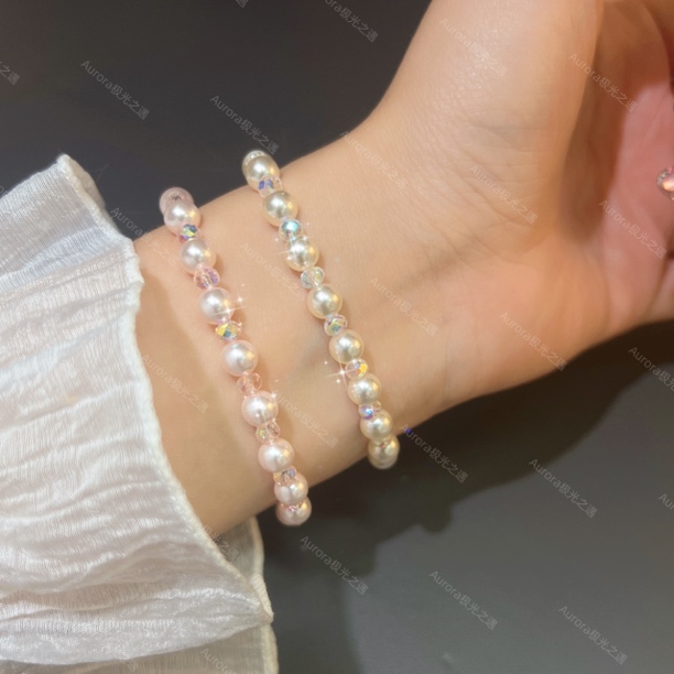 非金属仿珍珠手链 法式女极光淡水甜美手作公主风复古