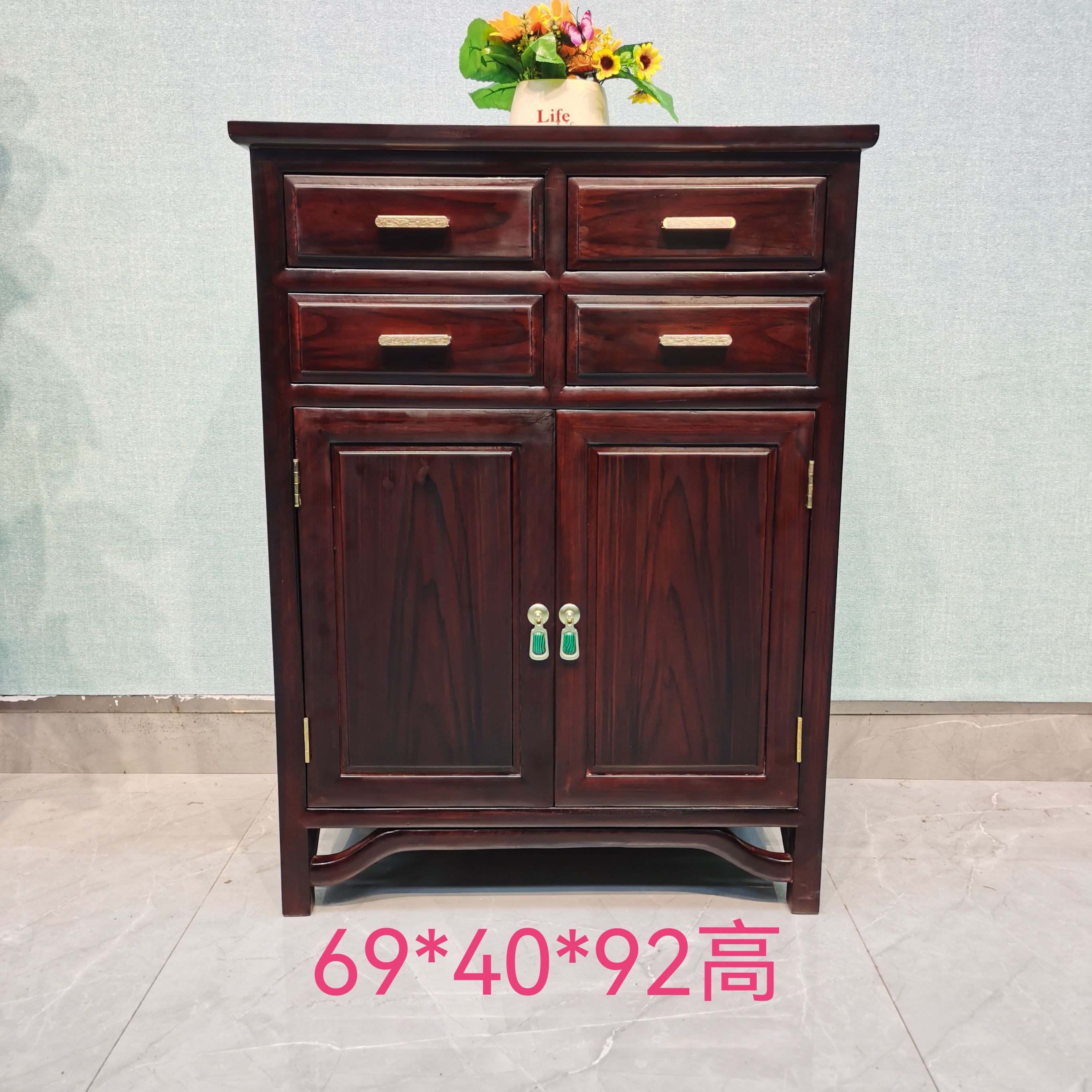 69*40*92黑酸枝红木餐边柜储物柜茶水柜四斗柜茶叶柜全实木