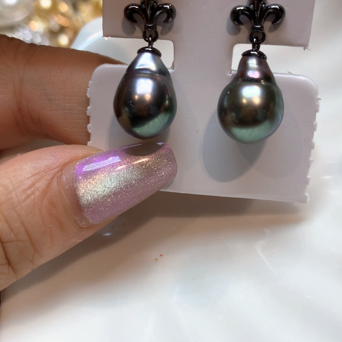 银S925镶嵌海水珍珠耳饰