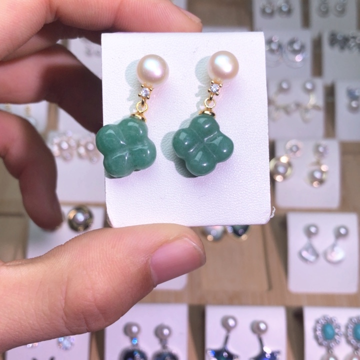 淡水珍珠耳饰银S925镶嵌