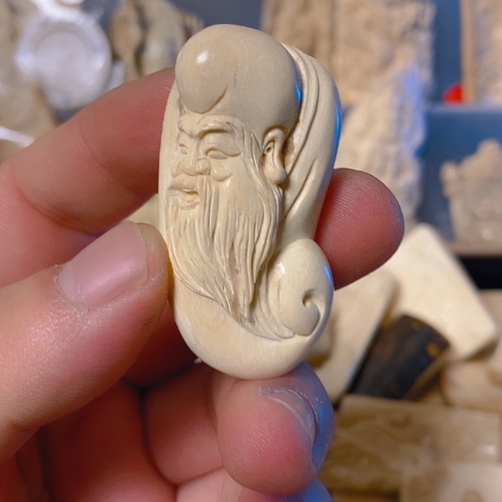 天然猛犸牙雕刻小牌牌