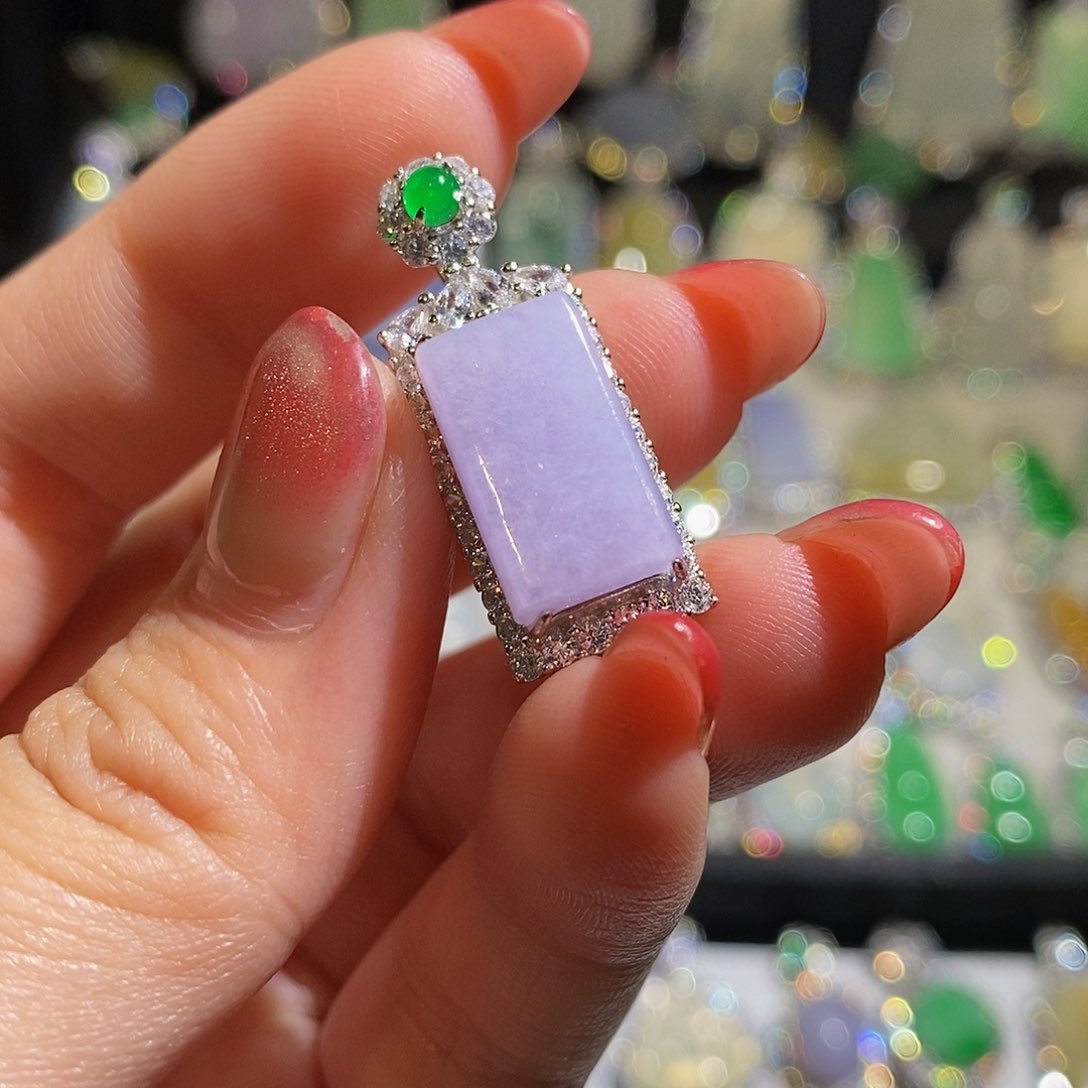 翡翠银S925镶嵌颈饰天然翡翠